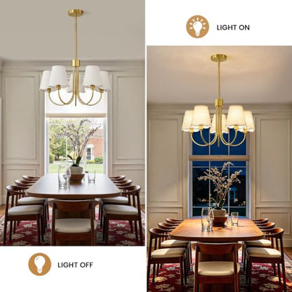 Dining Room Chandelier with Fabric Shades