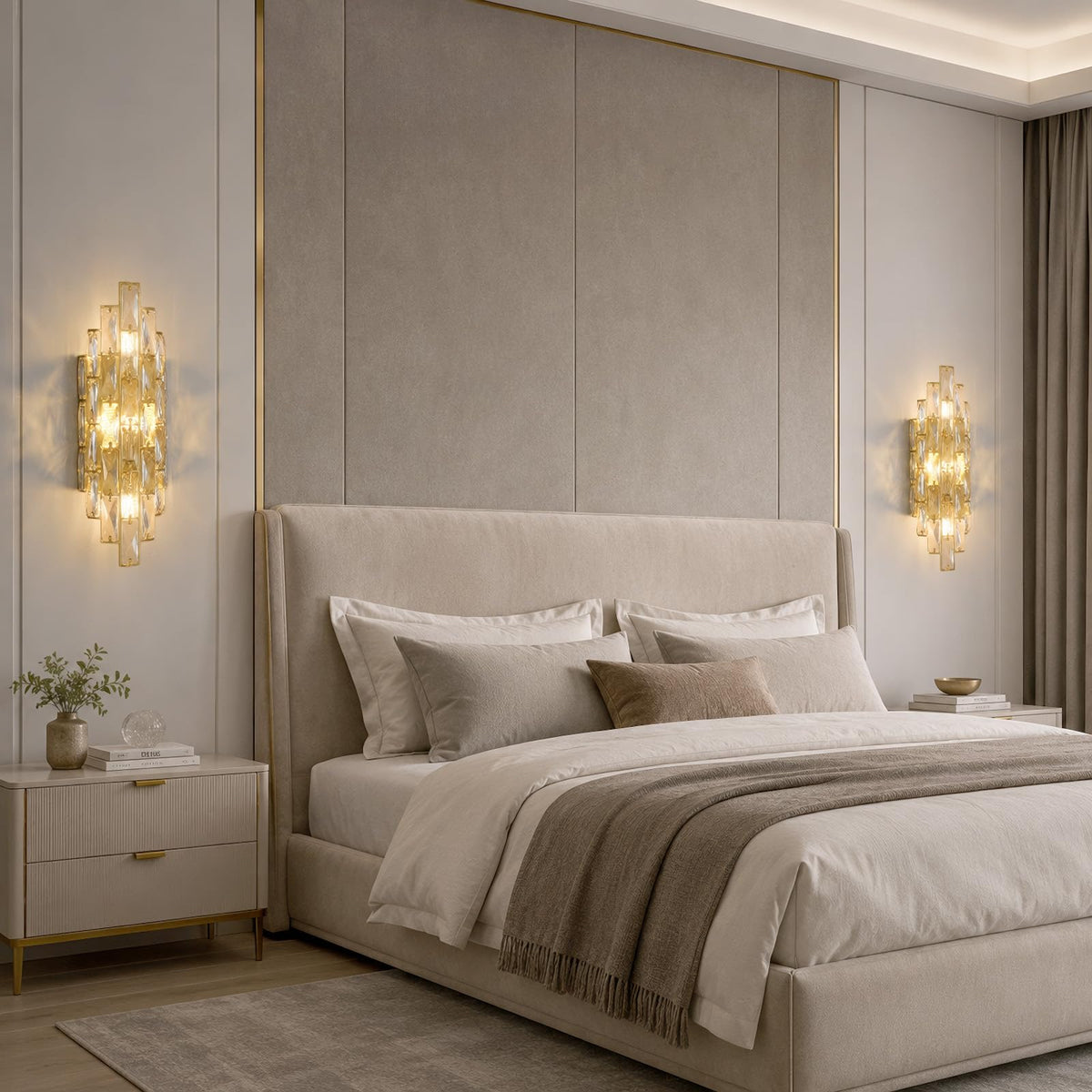 Luxury Crystal Wall Sconces Mid (Gold Rectangular)