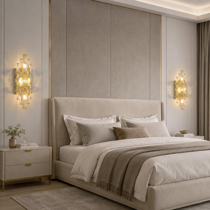 Luxury Crystal Wall Sconces Mid (Gold Rectangular)