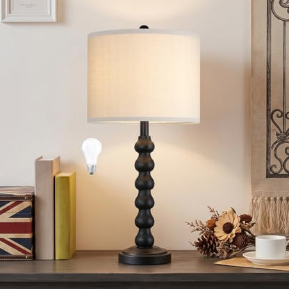 27" Farmhouse Modern Black Table Lamp for Living Room Bedroom (Black 1 Pack)