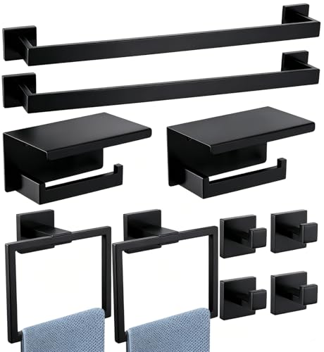 10 Pieces Bathroom Accessories Set Brushed Nickel Bathroom Hardware Set 24 Inch SUS304 Bath Towel Bar Set Towel Rack Set for Bathroom Wall Mounted