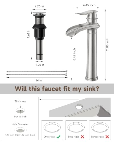 Bathroom Vessel Sink Faucet Waterfall Faucet