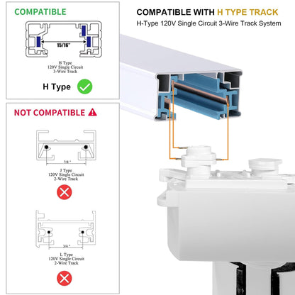 Plug in H Type LED Track Lighting Kits Dimmable Adjustable Angle Heads (Lights Kit)