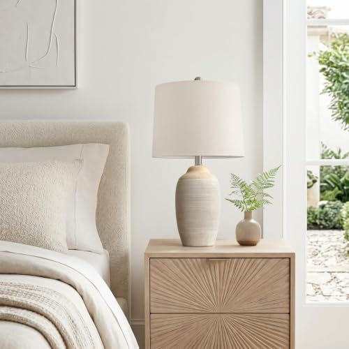 24.5" Rustic Bedside Lamp with Natural Textured Finish