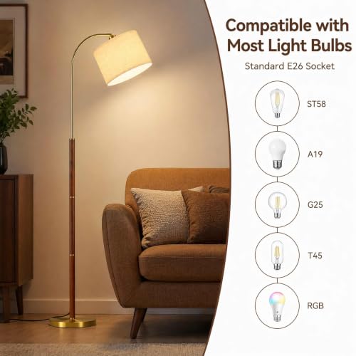 Arc Floor Lamps for Living Room 62.6'' Mid Century Modern Standing Lamp