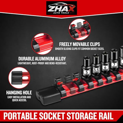 Magnetic Socket Set with Storage Rail