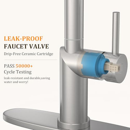 Kitchen Faucet with Pull Down Sprayer Kitchen Sink Faucets 2 Spray Modes 1 or 3 Hole Single Handle High Arc Stainless Steel