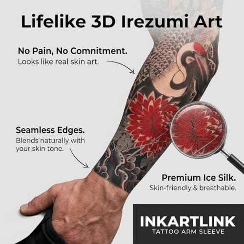 2 Pcs Red crowned Crane Tattoo Arm Sleeves (Crane 1)