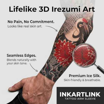 2 Pcs Red crowned Crane Tattoo Arm Sleeves (Crane 1)