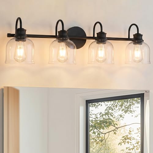 4 Lights 32" Bathroom Vanity Light Fixtures (Black / 4 Lights)