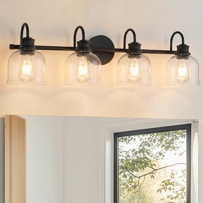4 Lights 32" Bathroom Vanity Light Fixtures (Black / 4 Lights)