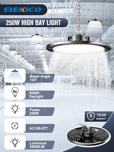 Industrial Grade 250W 40000LM High Bay LED Shop Lights for Shop DIY Garage