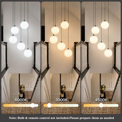 Black Globe High Ceiling Chandelier (Black / 5-Light)