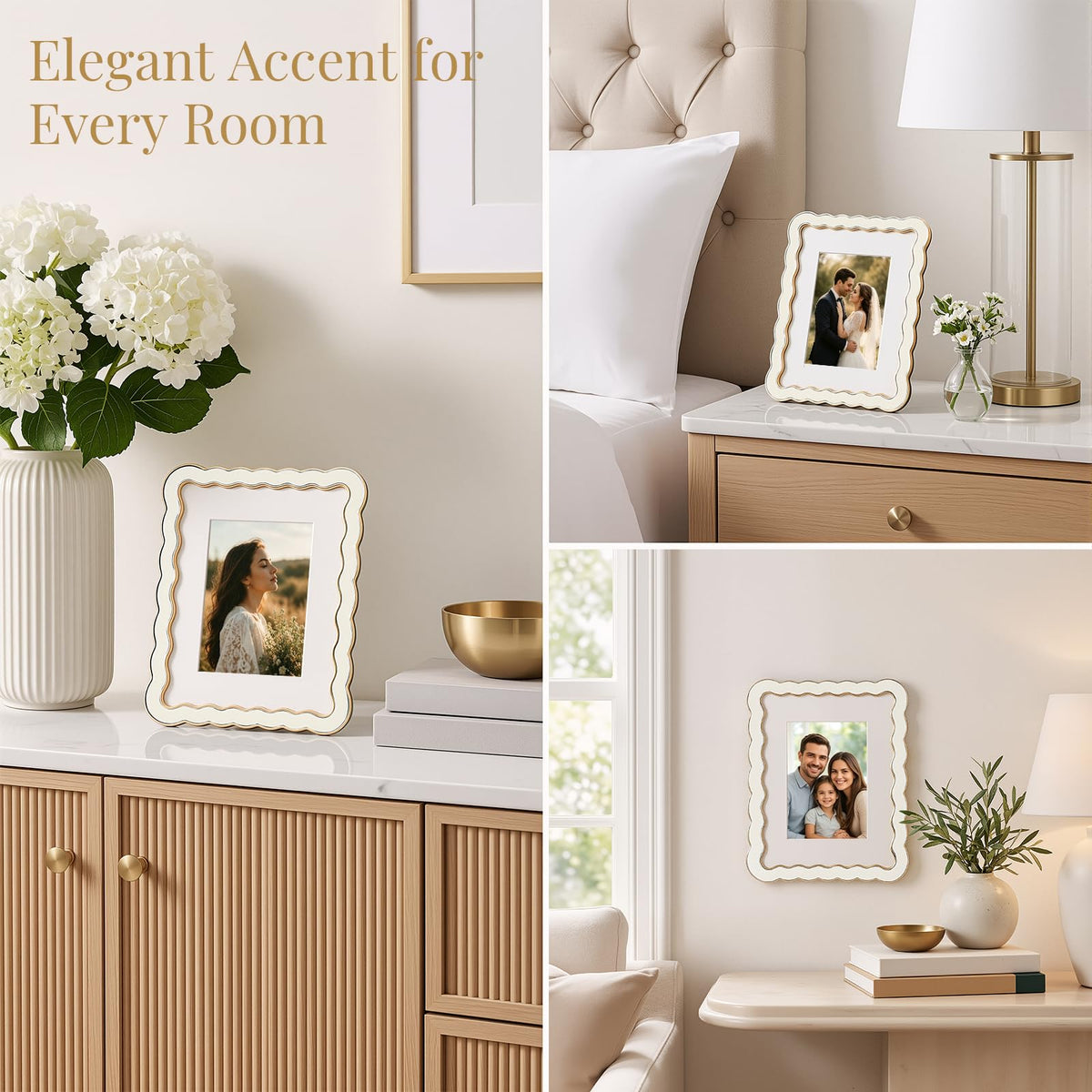 8x10 Scalloped Wavy Metal Picture Frame (Cloud Ivory / 8x10)