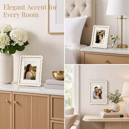 8x10 Scalloped Wavy Metal Picture Frame (Cloud Ivory / 8x10)