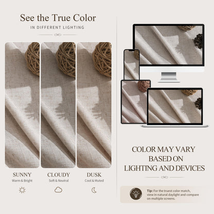 Oatmeal Linen Curtains 90 Inches Long for Living Room 2 Panels (Oatmeal / 52"W x 90"L (Pack of 2))
