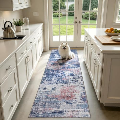 2x10 Runner Rug (Pink & Blue / 2' x 10' (Rectangular))