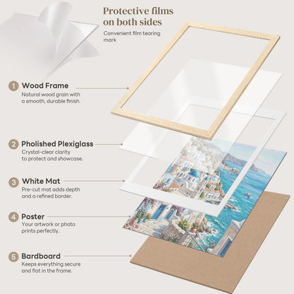 24 Pack 18x24 Frame 18 x 24 Poster Frame Natural Light Oak Solid Wood (White Oak / 18x24)