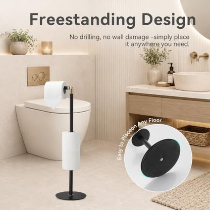 Freestanding Bathroom Tissue Stand with 180° Rotating Arm