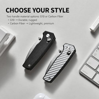 5-in-1 Multitool Pocket Knife, 2.4" Premium CVG-10 Steel Blade Folding Knife with Seatbelt Cutter, Bottle Opener, Wrench & Screwdriver, Durable G10 Handle EDC Knife, Ideal Cool Gifts for Men
