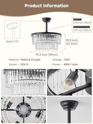 Crystal Fandelier Ceiling Fans with Lights