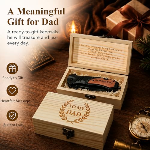 Engraved Pocket Knife Gift with Wooden Box