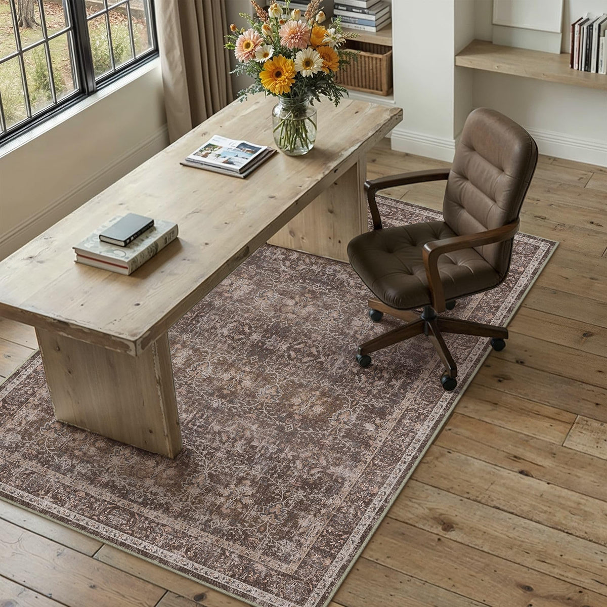 Red Brown 3x5 Washable Area Rugs for Living Room (Q| Red Brown / 3' x 5' (Rectangular))