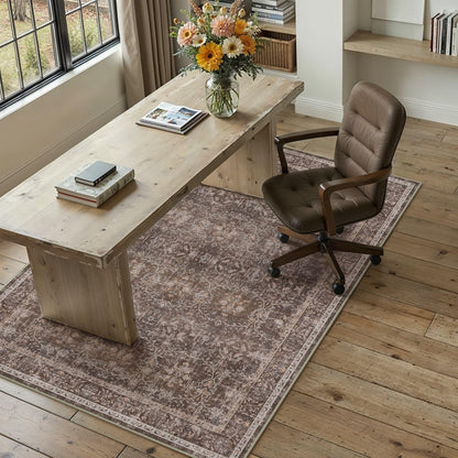 Red Brown 3x5 Washable Area Rugs for Living Room (Q| Red Brown / 3' x 5' (Rectangular))