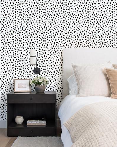 YT-XZ-04-Polka Dot Peel and Stick Wallpaper Black Pink Green Lepard Print