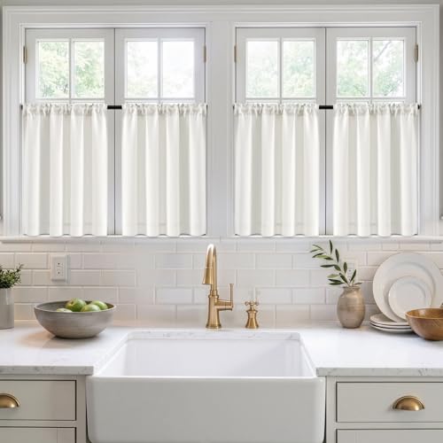 Short 36 Inch Kitchen Window Cafe Curtain Natural Set of 4 (Natural / 40"W x 36"L (Pack of 4))
