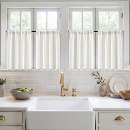 Short 36 Inch Kitchen Window Cafe Curtain Natural Set of 4 (Natural / 40"W x 36"L (Pack of 4))
