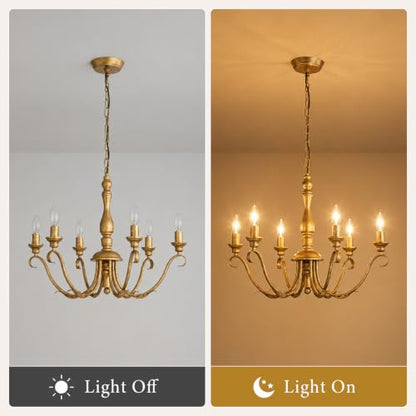 Farmhouse Vintage Antique Brass Chandelier