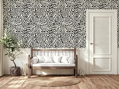 Abstract Geometric Stripes Peel and Stick Wallpaper