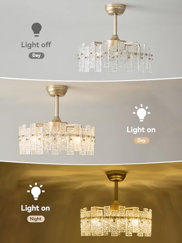 Gold Crystal Fandelier Ceiling Fan with Light