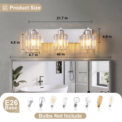 Modern Bathroom Vanity Light (Nickel & Square / 3-Light)