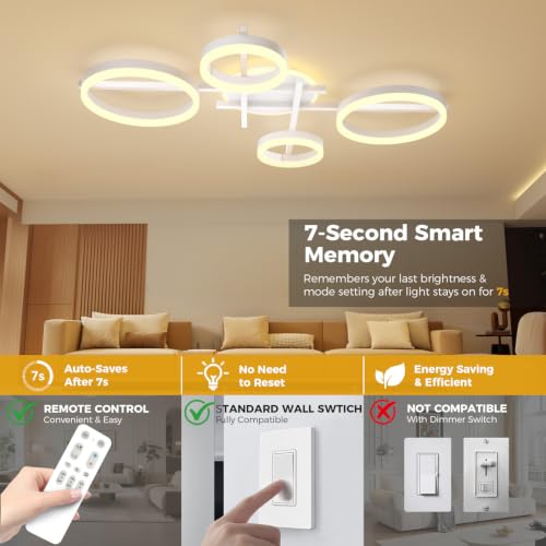 5 Ring LED Dimmable Modern Ceiling Light Fixture