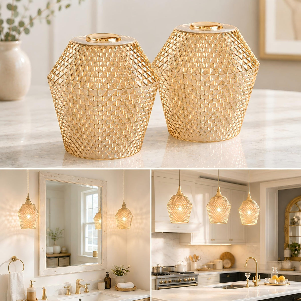 2Pcs Small Glass Lamp Shades (Amber)