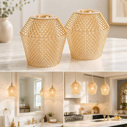 2Pcs Small Glass Lamp Shades (Amber)