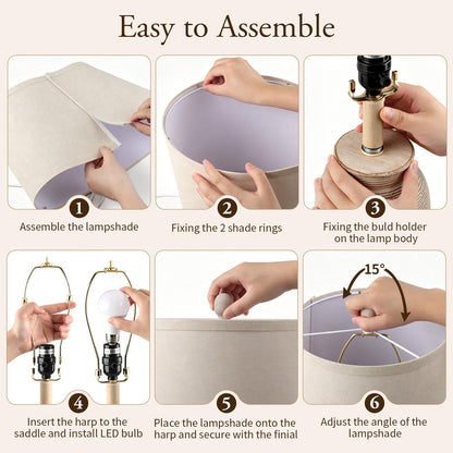 Ceramic Table Lamp for Living Room (24.5" 1 Pcs - Brown)