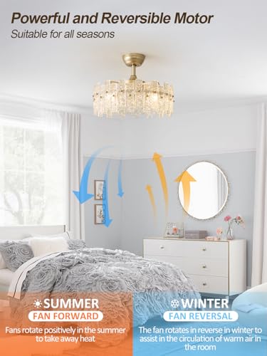 Gold Crystal Fandelier Ceiling Fan with Light