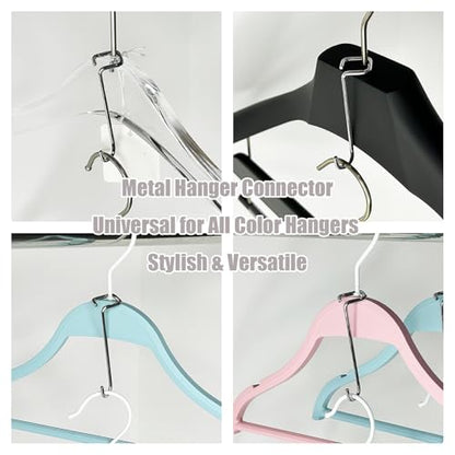 20 Pack Hanger Extenders for Closet 3.15’’ Metal Hanger Connector Hooks Heavy Duty Vertical Hanger Stacker for Suits Jackets Pants Space Saving Closet Organizer for Home & Retail