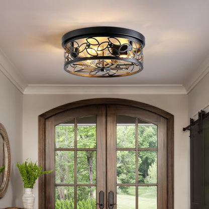 12.6" Gold Accent Flush Mount Ceiling Light