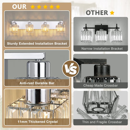 Modern Bathroom Vanity Light (Chrome & Square / 4-Light)