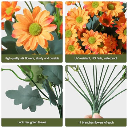 Artificial Mums for Outdoors Fall Decor (B-orange / 10.6 inch)