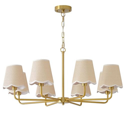 6 Light Gold Chandelier with Fabric Shades