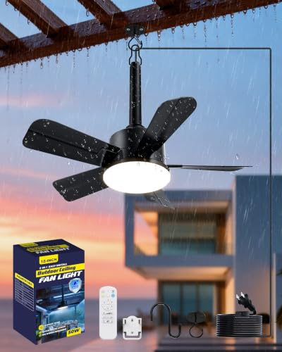 Outdoor Gazebo Ceiling Fan with Light and Remote