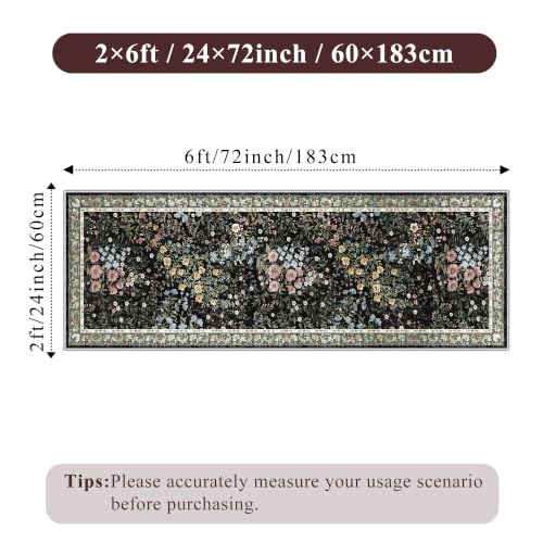 Washable Kitchen Runner Rug 2x6 (Black / 2x6)