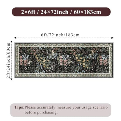 Washable Kitchen Runner Rug 2x6 (Black / 2x6)