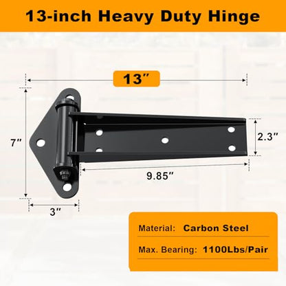 Heavy Duty Gate Hinges 13" 1100Lbs Capacity Solid Carbon Steel Bolt