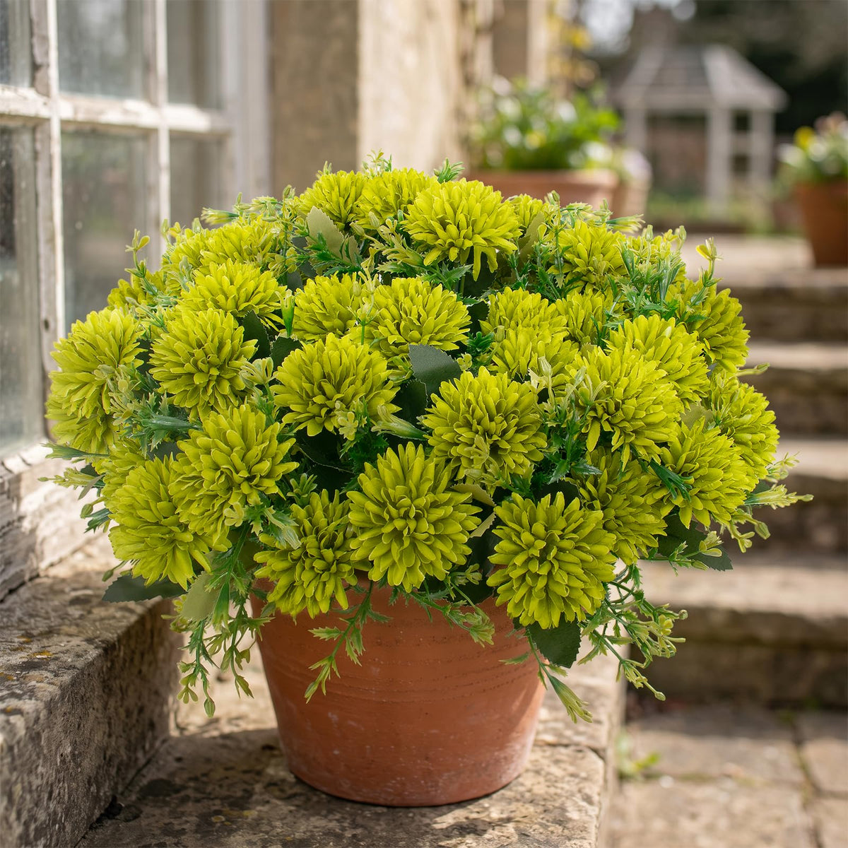 12Pcs Artificial Chrysanthemum Flowers (Green)
